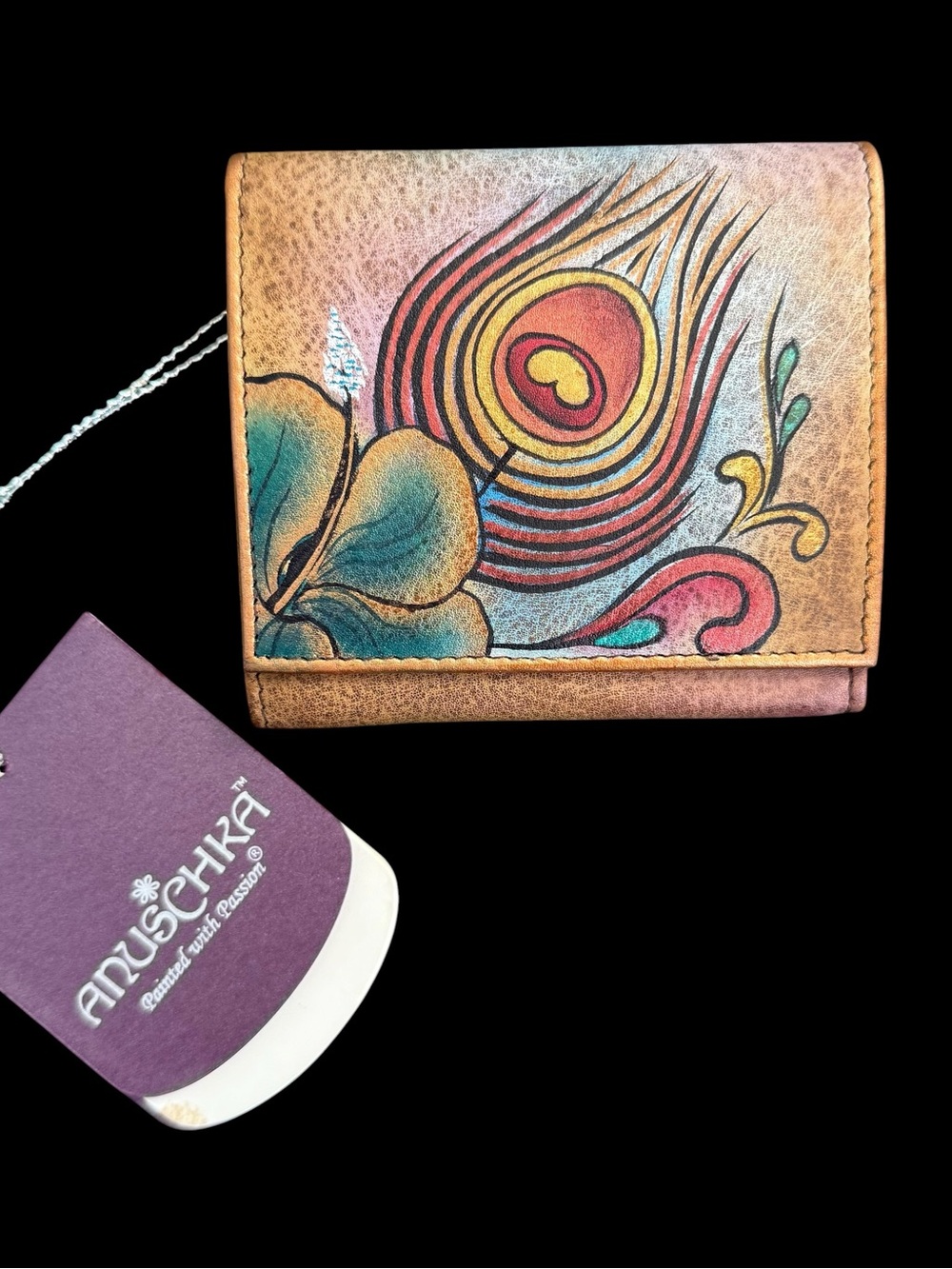Anuschka Hand-Painted Peacock Feather Wallet - Multicolor